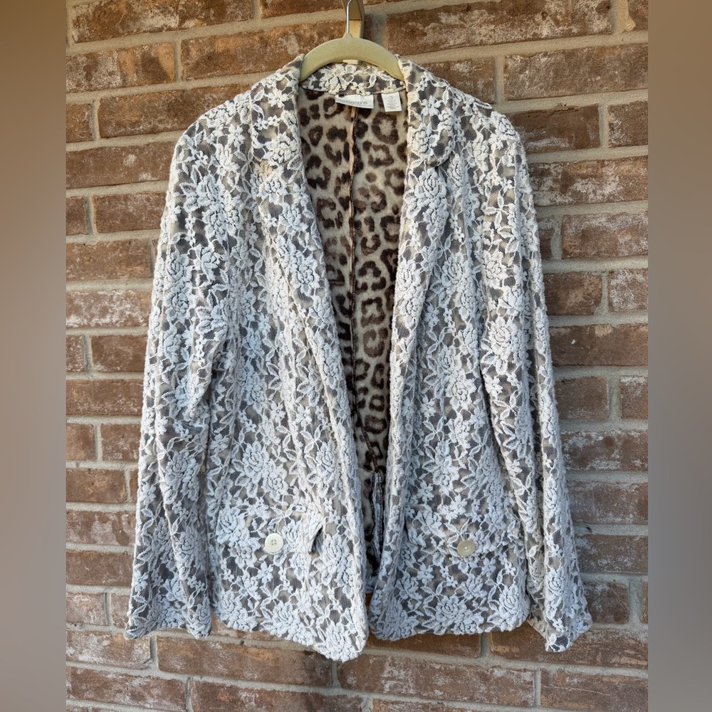 Chico's Floral Leopard & Lace Blazer Size 3/XL